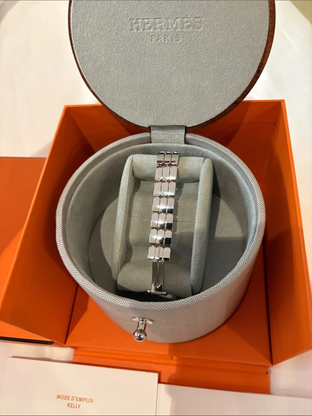 Brand new Hermes Kelly  Stainless Steel Bracelet Watch with Chain Detail